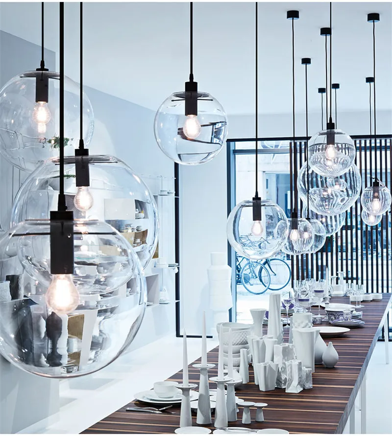 Nordic Glass Ball Pendant Lights Industrial Suspension Luminaire Led Hanging Lamp Lights for Kitchen Home Decor Light Fixtures
Nordic Glass Ball Pendant Lights Industrial Suspension Luminaire Led Hanging Lamp Lights for Kitchen Home Decor Light Fixtures