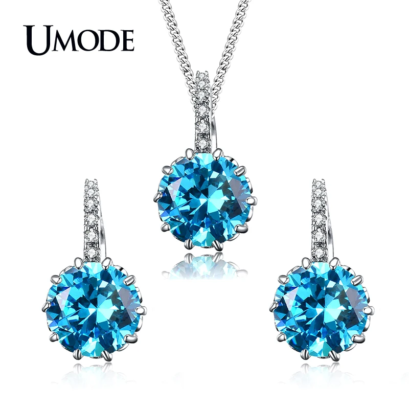 UMODE Brand Blue Cubic Zirconia Wedding Jewelry Sets For Women White Gold Color Crystal Necklace and Earrings Sets Gift AUS0037
UMODE Brand Blue Cubic Zirconia Wedding Jewelry Sets For Women White Gold Color Crystal Necklace and Earrings Sets Gift AUS0037