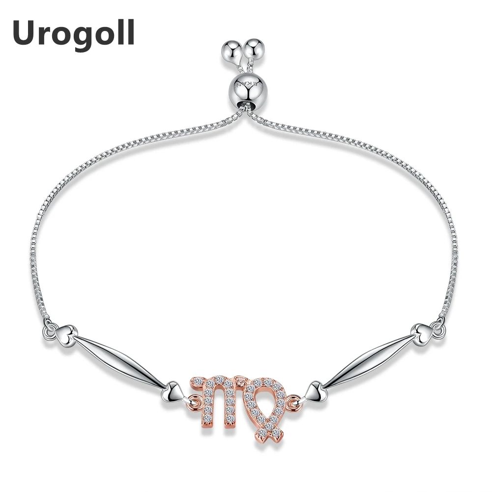 New 925 Sterling Silver Bracelets Rose Gold Color Virgo Star Sign Pendant with Setting Bracelet Adjustable Bracelet Jewelry Gift
New 925 Sterling Silver Bracelets Rose Gold Color Virgo Star Sign Pendant with Setting Bracelet Adjustable Bracelet Jewelry Gift