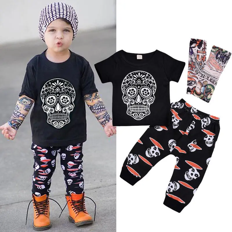 0-4Y Summer Fashion Causal Toddler Baby Boys Clothes 3PCS Short Sleeve Skull Tattoo Print Black T-Shirts Top+Pants+2x Sleeve
0-4Y Summer Fashion Causal Toddler Baby Boys Clothes 3PCS Short Sleeve Skull Tattoo Print Black T-Shirts Top+Pants+2x Sleeve
