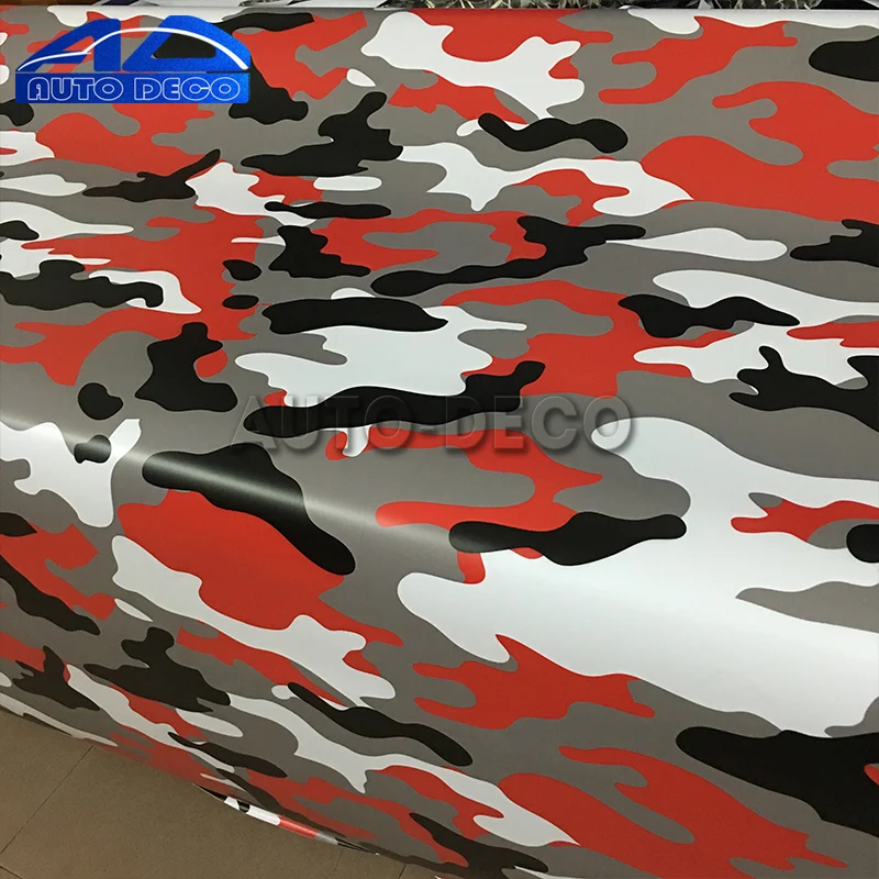 Image Red Jumbo Camo Car styling Truck Body Rearview Mirror Decal Camouflage Vinyl Film Wrap Air Bubble PVC Stickers Bomb