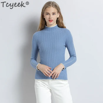 Tcyeek 100% Wool Sweater Women Cashmere Sweaters Winter Pullover Half Turtleneck Female Knitted Pullovers Pull Femme LWL1197
Tcyeek 100% Wool Sweater Women Cashmere Sweaters Winter Pullover Half Turtleneck Female Knitted Pullovers Pull Femme LWL1197