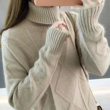 Women Knitted Sweater 2019 New Autumn Casual Fashion Turtleneck Long Sleeve Pullover Sweaters Warm Top Female Argyle Sweater
Women Knitted Sweater 2019 New Autumn Casual Fashion Turtleneck Long Sleeve Pullover Sweaters Warm Top Female Argyle Sweater