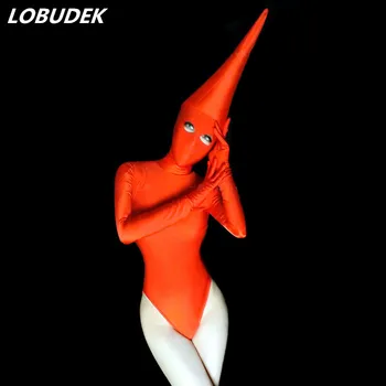 2018 Red Pointed Hat Stretch Skinny Bodysuit Sexy Nightclub Halloween DJ Singer Dance Teams Costume Role Playing Stage Clothing
2018 Red Pointed Hat Stretch Skinny Bodysuit Sexy Nightclub Halloween DJ Singer Dance Teams Costume Role Playing Stage Clothing