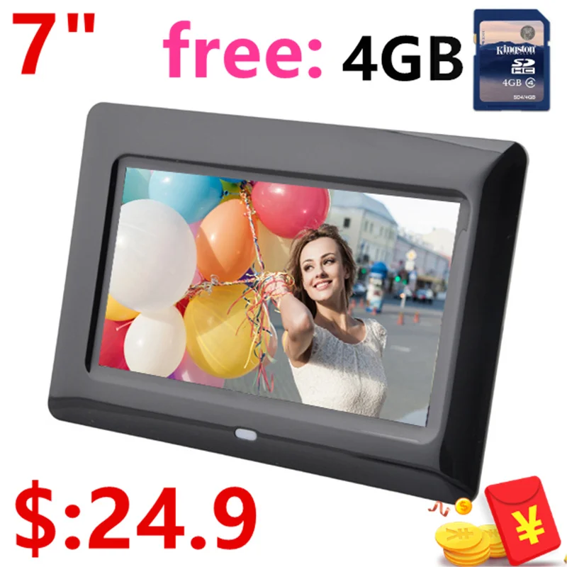 7 Inch LED Backlight HD 1024*600 Full Function Digital Photo Frame Electronic Album digitale Picture Music Video
7 Inch LED Backlight HD 1024*600 Full Function Digital Photo Frame Electronic Album digitale Picture Music Video