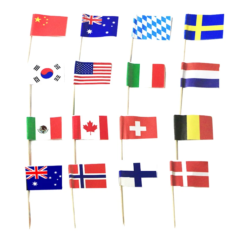 50pcs Disposable Multinational National Flag Sign Insert Flag Fruits Sign Cocktail Cake Steak Toothpick Food Decoration Sign Bar
50pcs Disposable Multinational National Flag Sign Insert Flag Fruits Sign Cocktail Cake Steak Toothpick Food Decoration Sign Bar