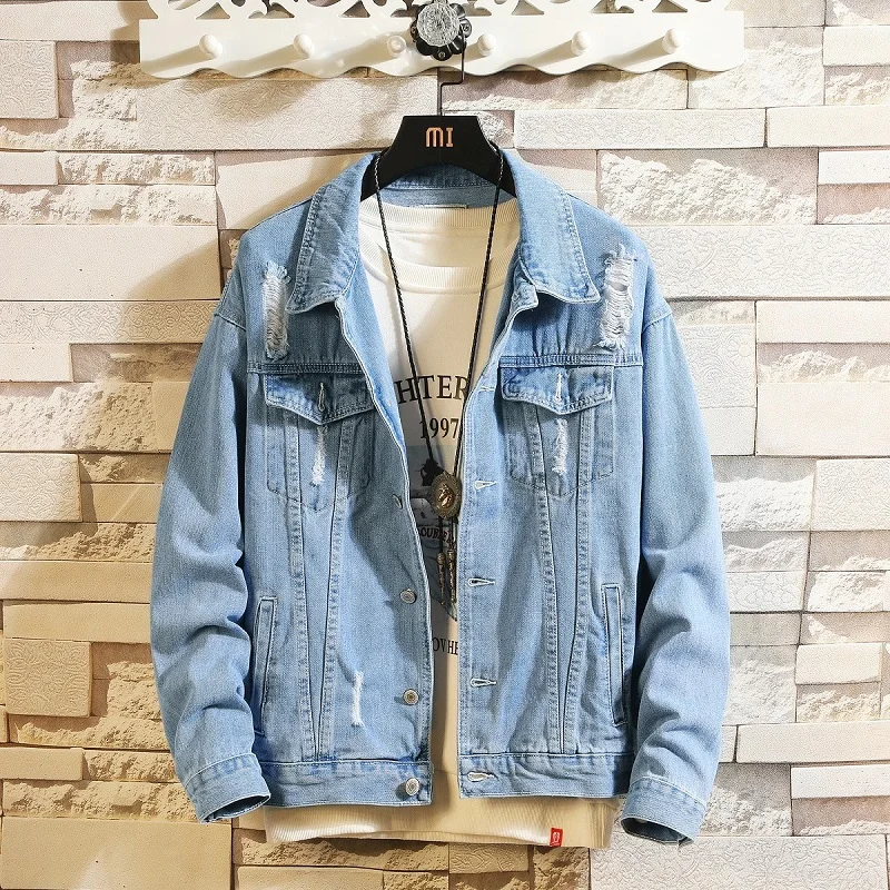 Men Light Blue Denim Jackets New Spring Autumn Men Holes Denim Coats Male Outwear Casual Loose Jean Jackets Size 4XL
Men Light Blue Denim Jackets New Spring Autumn Men Holes Denim Coats Male Outwear Casual Loose Jean Jackets Size 4XL
