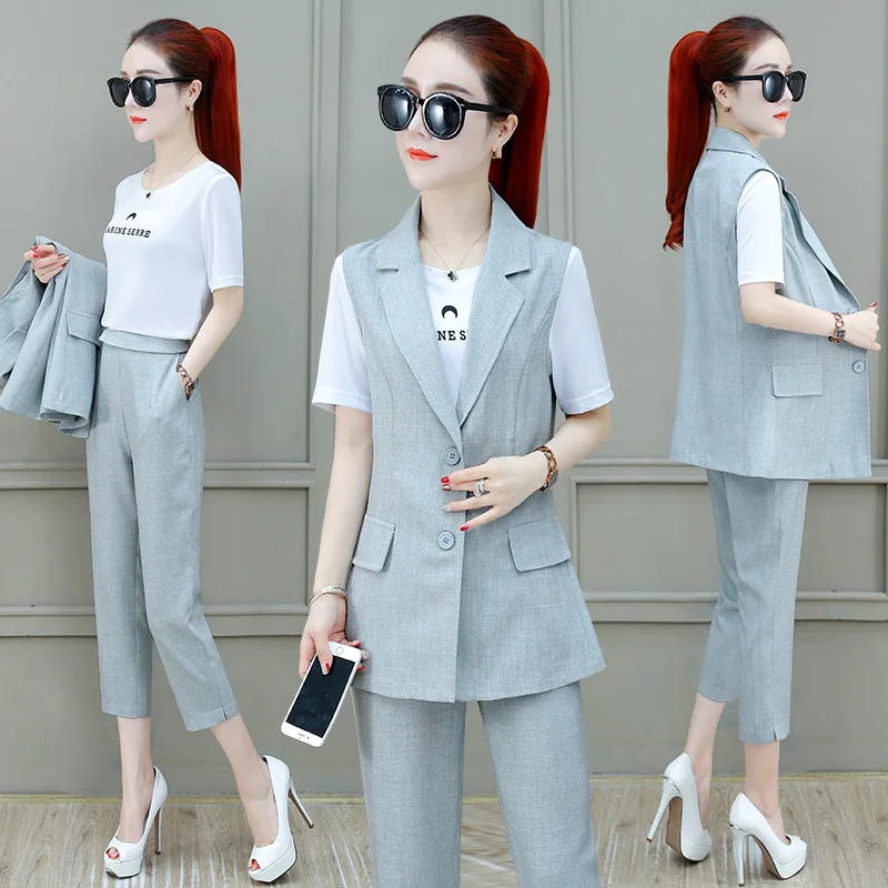 Women's suit fashion temperament commute elegant suit 2019 summer new slim suit lapel vest straight pants three-piece suit
Women's suit fashion temperament commute elegant suit 2019 summer new slim suit lapel vest straight pants three-piece suit