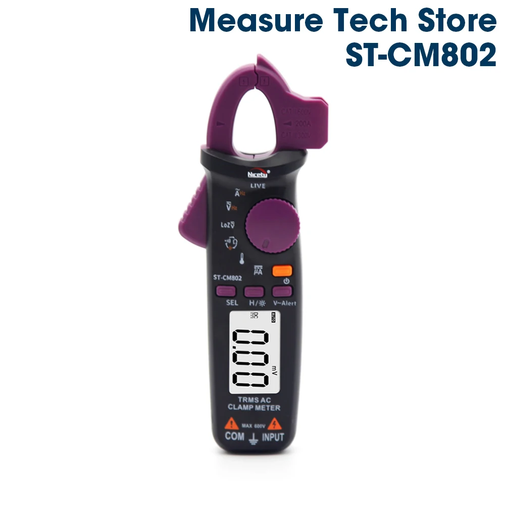 Nicetymeter ST-CM802 True RMS 6000 Counts Digital AC DC ClampMeter Measure Resistance Temerature Frequence Mini Clamp meter DIY
Nicetymeter ST-CM802 True RMS 6000 Counts Digital AC DC ClampMeter Measure Resistance Temerature Frequence Mini Clamp meter DIY