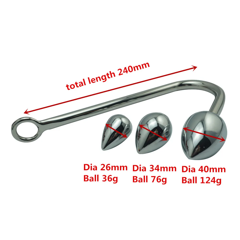 New replaceable 3 size balls choose metal anal hook butt plug beads dilator alluminum alloy sex toy for men women adult game 1