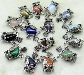 Vintage Silver Plated Owl Natural Stone Opal tiger eye Turquoises lapis Brooch For Women Charms Jewelry Brooches pendant 10pcs 
Vintage Silver Plated Owl Natural Stone Opal tiger eye Turquoises lapis Brooch For Women Charms Jewelry Brooches pendant 10pcs