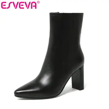 ESVEVA 2020 Square High Heel Women Shoes Winter Leather+PU Ankle Boots Motorcycle Pointed Toe Punk Short Boots Size 34-39
ESVEVA 2020 Square High Heel Women Shoes Winter Leather+PU Ankle Boots Motorcycle Pointed Toe Punk Short Boots Size 34-39