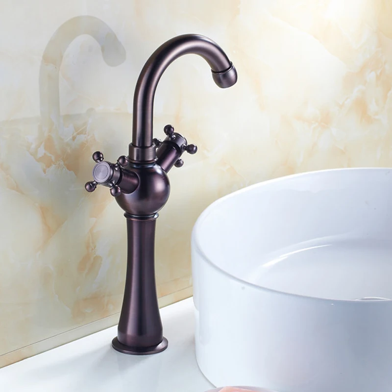 SOVECHO Royal Oil Rubbed Bronze Tall Rotatable Double Wheel Handle Bathroom Sink Mixer Tap ORB Swivel Curved Basin Faucet TL035
SOVECHO Royal Oil Rubbed Bronze Tall Rotatable Double Wheel Handle Bathroom Sink Mixer Tap ORB Swivel Curved Basin Faucet TL035