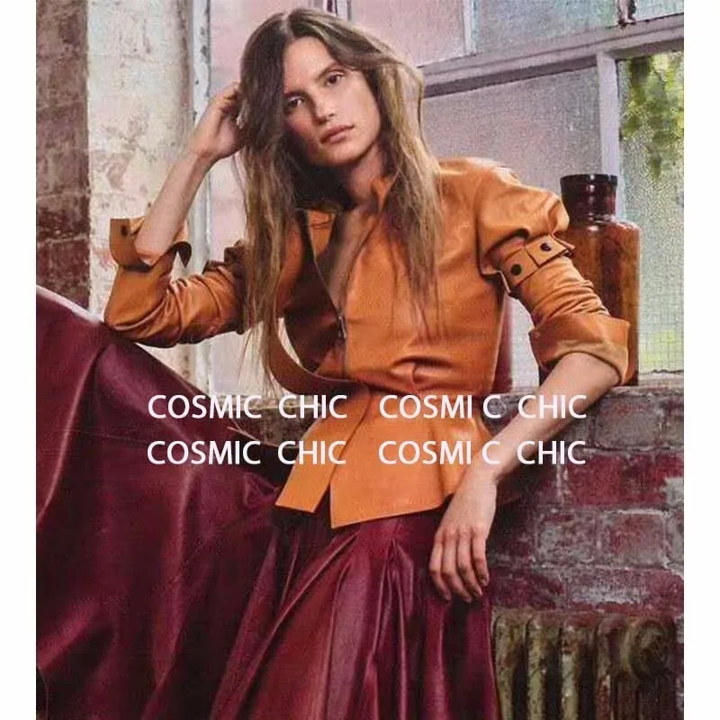 Cosmicchic Women Sheepskin Genuine Leather Jacket Stand Collar Stitching Long-Sleeve Top Quality Runway Sheepskin Elegant Jacket
Cosmicchic Women Sheepskin Genuine Leather Jacket Stand Collar Stitching Long-Sleeve Top Quality Runway Sheepskin Elegant Jacket