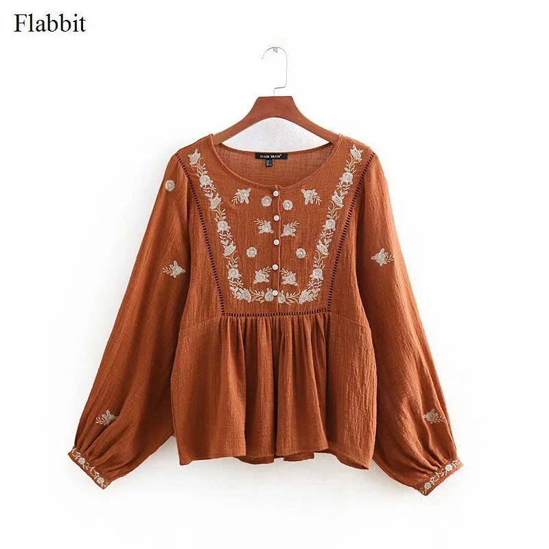 Flabbit women vintage flower embroidery lace hollow out loose smock blouses shirt women o neck chic femininas blusas tops LX0547
Flabbit women vintage flower embroidery lace hollow out loose smock blouses shirt women o neck chic femininas blusas tops LX0547