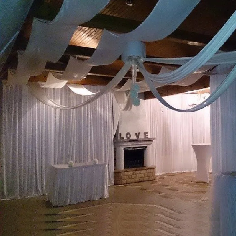 Us 396 0 Wedding Party Event Decor Ceiling Fabric Sheer Draping 0 7m 8m 10pcs Lot Room Chuppah Ceiling Roof Drapery Curtain In Party Backdrops From