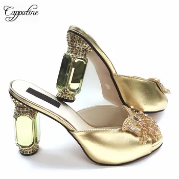 Capputine Summer European Ladies Gold Color Shoes Italian Desgin High Heels Slipper Shoes For Evening Party
Capputine Summer European Ladies Gold Color Shoes Italian Desgin High Heels Slipper Shoes For Evening Party