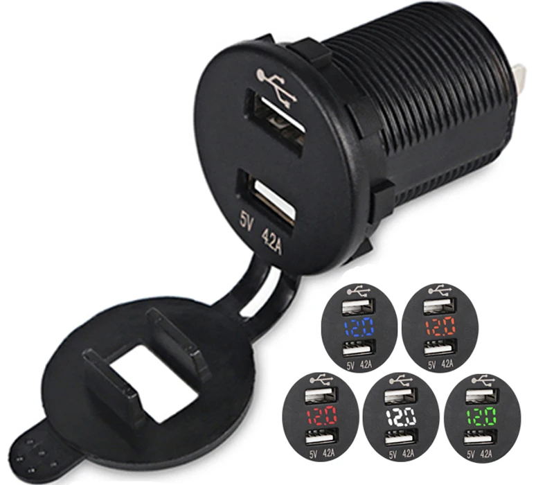 Dual USB Car Charger and Voltmeter LED Voltage Meter Panel Socket for Motorcycle ATV Boat Car Truck 12V 24V Phone Charger
Dual USB Car Charger and Voltmeter LED Voltage Meter Panel Socket for Motorcycle ATV Boat Car Truck 12V 24V Phone Charger