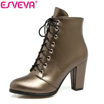 ESVEVA 2018 Autumn Shoes Short Plush Motorcycle Boots Square High Heel Zipper Ankle Boots Sliver Wedding Spring Shoes Size 34-43
ESVEVA 2018 Autumn Shoes Short Plush Motorcycle Boots Square High Heel Zipper Ankle Boots Sliver Wedding Spring Shoes Size 34-43