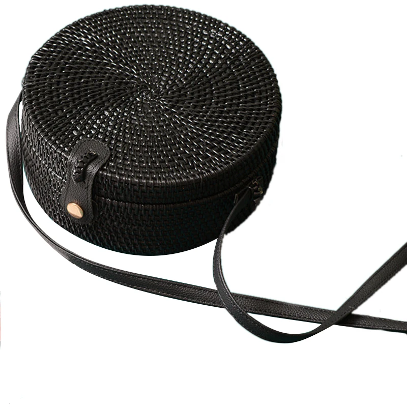 Black Round Rattan Bags For Women Crossbody Bag Handmade Woven Circle Shoulder Bag Female Handbags 
Black Round Rattan Bags For Women Crossbody Bag Handmade Woven Circle Shoulder Bag Female Handbags