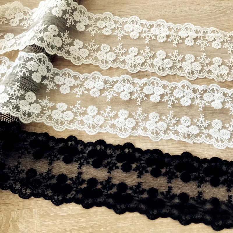 20Yard/lot Width 11cm White Beige Black Cotton Embroidered Mesh Lace Garment Lace Trims Trimmings DIY Sewing accessories
20Yard/lot Width 11cm White Beige Black Cotton Embroidered Mesh Lace Garment Lace Trims Trimmings DIY Sewing accessories