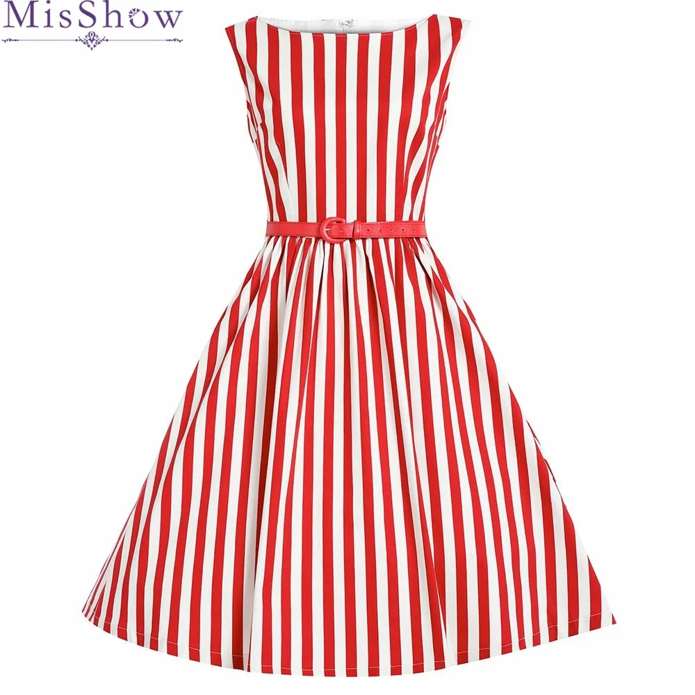 MisShow In Stock Summer Red Dress For Women Retro Swing Stripe Audrey Hepburn Robe Rockabilly l Vestidos With Belt Summer Dress
MisShow In Stock Summer Red Dress For Women Retro Swing Stripe Audrey Hepburn Robe Rockabilly l Vestidos With Belt Summer Dress