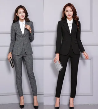 2020 Fall Winter Formal Fashion Black Blazer Women Business Suits Pant and Jacket Set Elegant Office Uniform Designs OL Style
2020 Fall Winter Formal Fashion Black Blazer Women Business Suits Pant and Jacket Set Elegant Office Uniform Designs OL Style