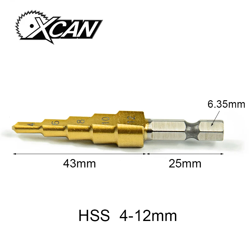 Xcan hot sale 1pcs 4-12mm woodworking Cut tools Step Drill HSS Straight Flute Pagoda Drill Hexagon Shank hole cutter
Xcan hot sale 1pcs 4-12mm woodworking Cut tools Step Drill HSS Straight Flute Pagoda Drill Hexagon Shank hole cutter