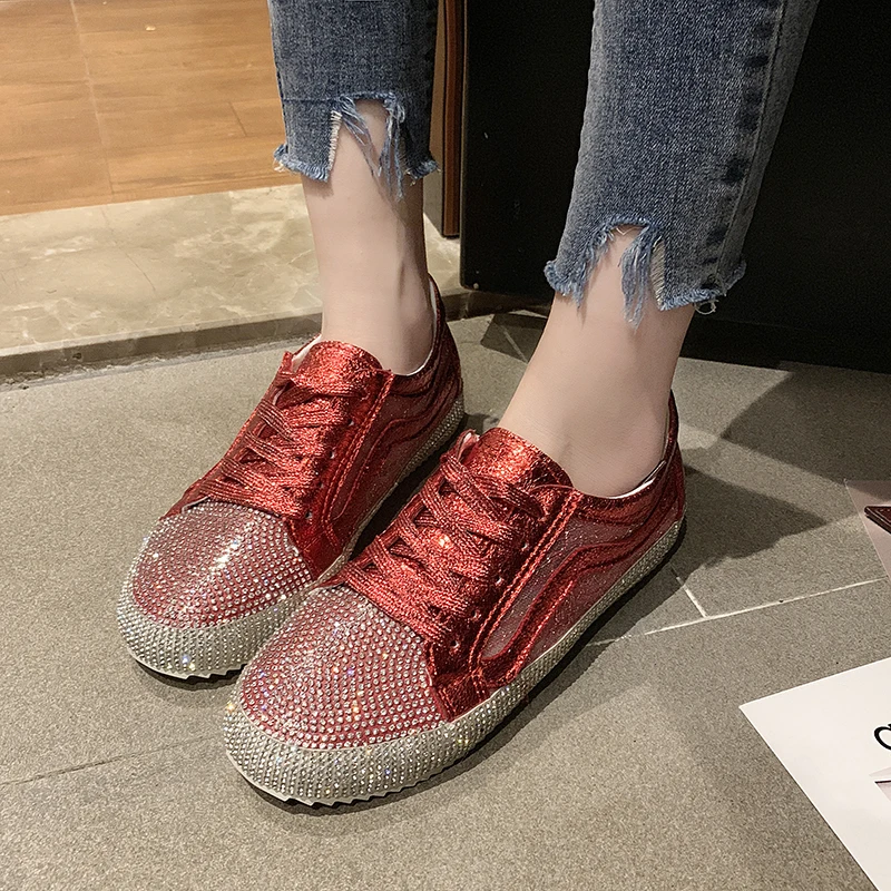 Fashion Lace-Up Clunky Women Vulcanize Shoes Female Sneakers Bling Crystal Soft Sole Shoes F90016
Fashion Lace-Up Clunky Women Vulcanize Shoes Female Sneakers Bling Crystal Soft Sole Shoes F90016