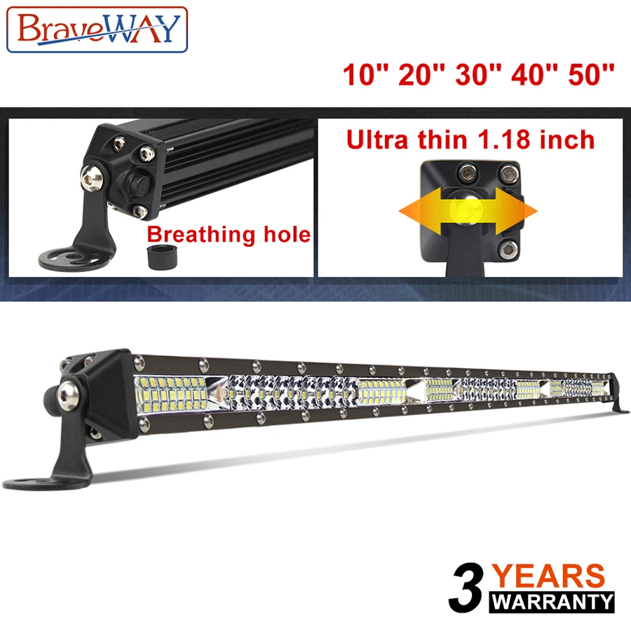 BraveWay внедорожный светодиодный светильник бар 10 "20" 30 "40" 50