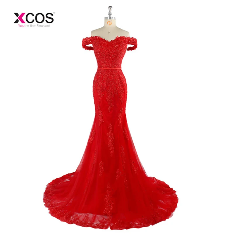 Red Off The Shoulder Prom Dresses 2018 Red Robe De Soiree Mermaid Style Beading Tulle Formal Evening Gowns Party Dress
Red Off The Shoulder Prom Dresses 2018 Red Robe De Soiree Mermaid Style Beading Tulle Formal Evening Gowns Party Dress