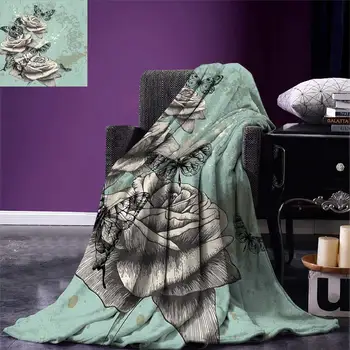Rose Throw Grunge Composition with Hand Drawing Style Roses Butterflies Vintage Artistic Warm Microfiber Blanket
Rose Throw Grunge Composition with Hand Drawing Style Roses Butterflies Vintage Artistic Warm Microfiber Blanket