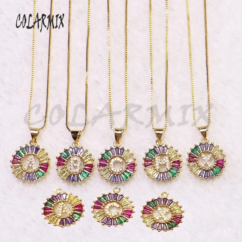12Pcs Rainbow color zircon letter charms Necklace Round charms pendant necklace alphabet Name jewelry Gift for lady9232
12Pcs Rainbow color zircon letter charms Necklace Round charms pendant necklace alphabet Name jewelry Gift for lady9232