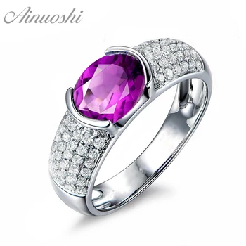 AINUOSHI Natural Amethyst Ring Pure 925 Sterling Silver Bezel Setting Rows Drill 1.25ct Oval Gems Engagement Jewelry Women Ring
AINUOSHI Natural Amethyst Ring Pure 925 Sterling Silver Bezel Setting Rows Drill 1.25ct Oval Gems Engagement Jewelry Women Ring