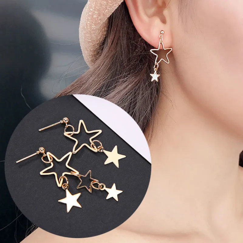 Fresh and simple temperament hollow stars small asymmetric alloy earrings female jewelry gift wholesale
Fresh and simple temperament hollow stars small asymmetric alloy earrings female jewelry gift wholesale