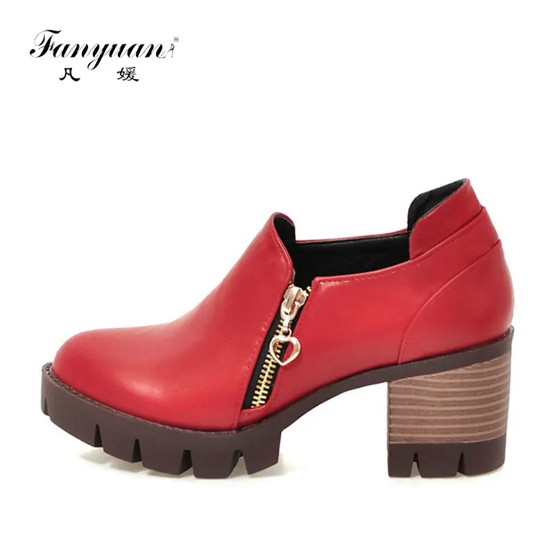 Fanyuan Women's Spring Shoes Ladies Zipper Platform shoes Big size concise Red Black Pumps girls Casual Heeled Shoes Thick Heel
Fanyuan Women's Spring Shoes Ladies Zipper Platform shoes Big size concise Red Black Pumps girls Casual Heeled Shoes Thick Heel