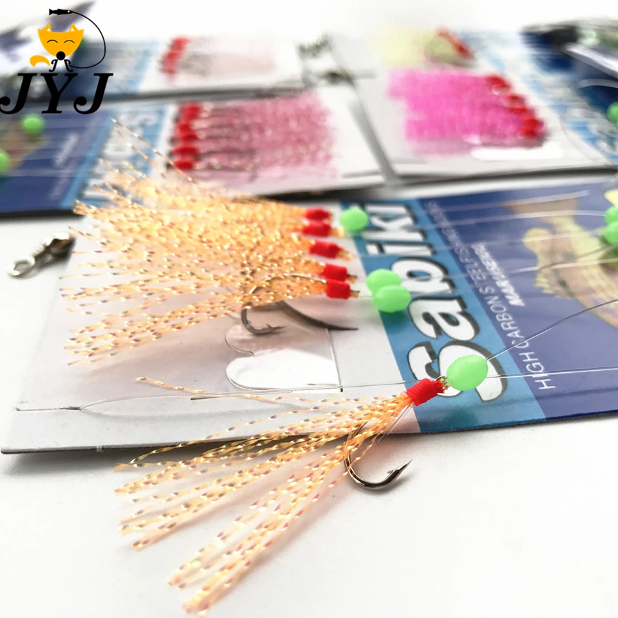 10 bags Sabiki Lure Rigs for Fishing String Hook Souple Skirt Luminous Bead Artificial Bait Fish Supplies,small sea fishing rigs
10 bags Sabiki Lure Rigs for Fishing String Hook Souple Skirt Luminous Bead Artificial Bait Fish Supplies,small sea fishing rigs