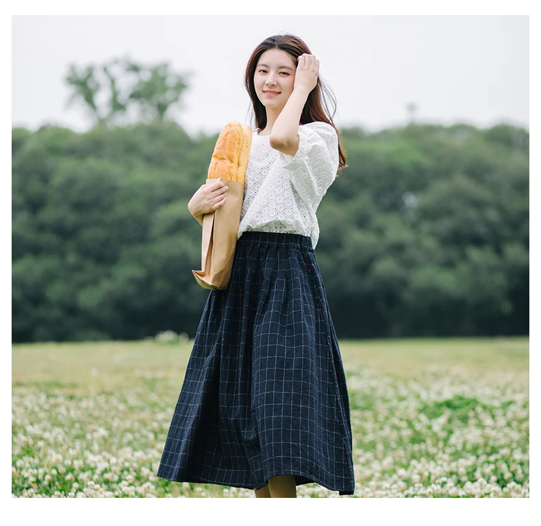 Fannic Retro plaid pocket Elastic waist pocket loose A-Line skirt mori girl spring
Fannic Retro plaid pocket Elastic waist pocket loose A-Line skirt mori girl spring