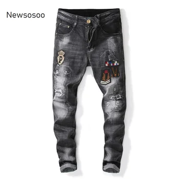 European American Style fashion mens jeans Men straight slim denim trousers hole zipper Slim black Pencil Pants jeans
European American Style fashion mens jeans Men straight slim denim trousers hole zipper Slim black Pencil Pants jeans