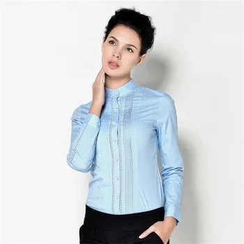 Elegant Women Career White Siamese Shirts Long Sleeve Button Design Clothing Office Classic Lady Casual Blouses Tops Stand colla 
Elegant Women Career White Siamese Shirts Long Sleeve Button Design Clothing Office Classic Lady Casual Blouses Tops Stand colla