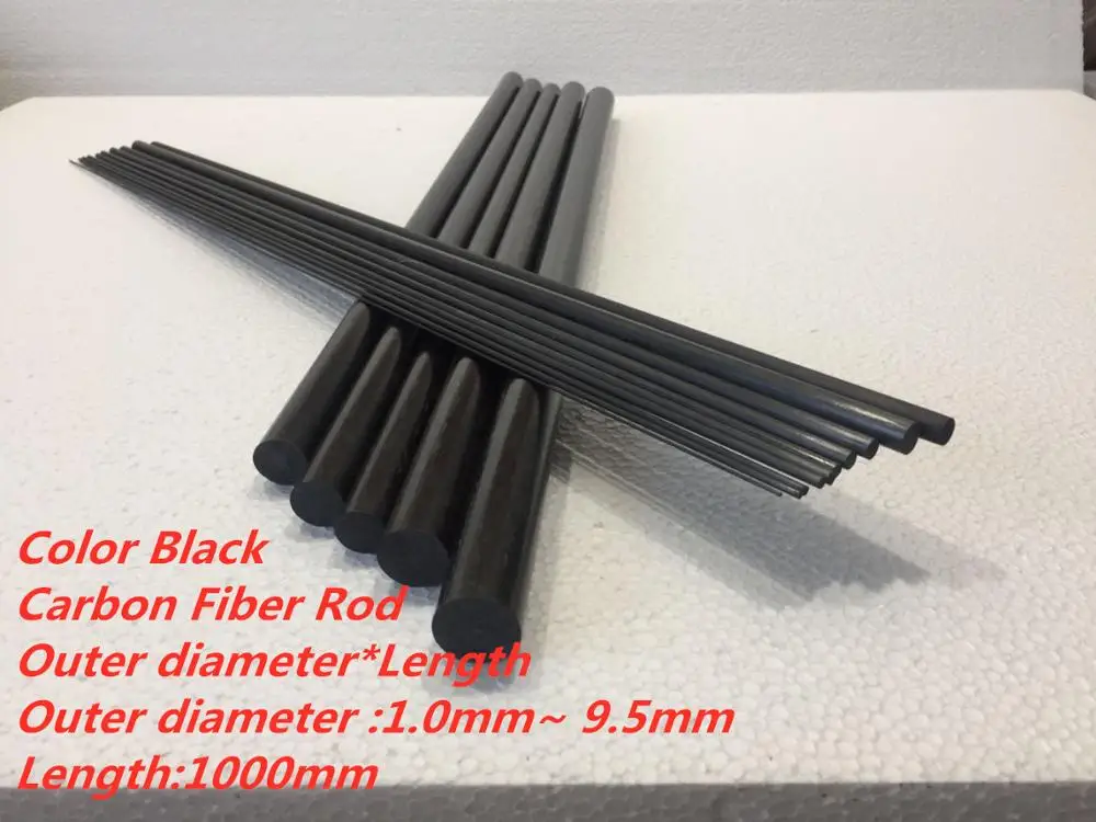 Diameter 1mm 2mm 2.5mm 3.5mm 4.5mm 5.5mm 6.5mm 7.5mm 8.5mm 9.5mm X L1000mm Carbon Fiber Rods for RC Plane, suit for RC Model
Diameter 1mm 2mm 2.5mm 3.5mm 4.5mm 5.5mm 6.5mm 7.5mm 8.5mm 9.5mm X L1000mm Carbon Fiber Rods for RC Plane, suit for RC Model