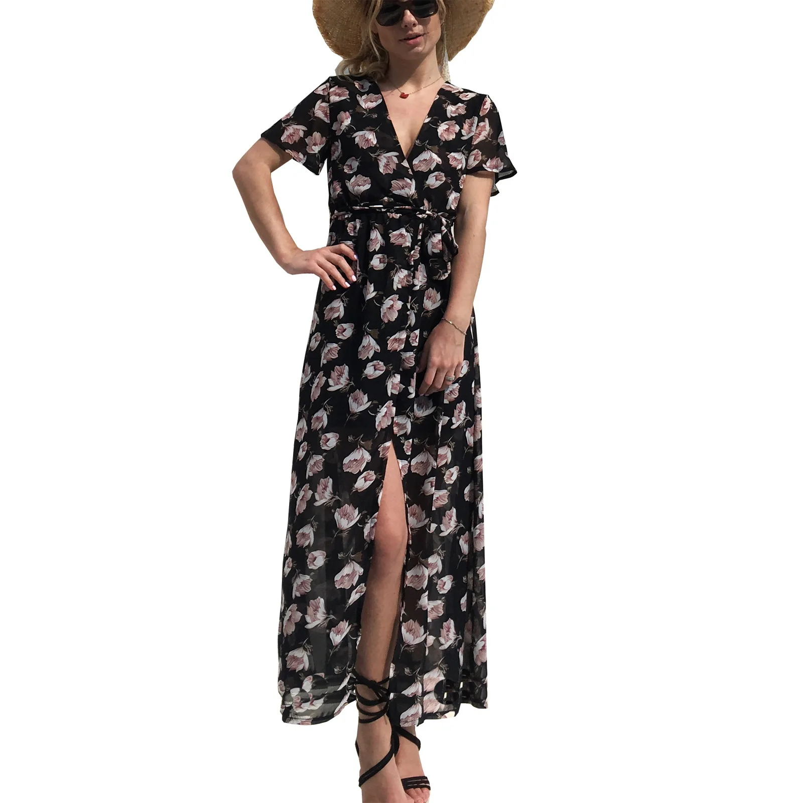 Floral Print Black Long Dress Women Short Sleeve V Neck Maxi Dress 2018 High Waist Split Beach Summer Dress Female Vestidos
Floral Print Black Long Dress Women Short Sleeve V Neck Maxi Dress 2018 High Waist Split Beach Summer Dress Female Vestidos