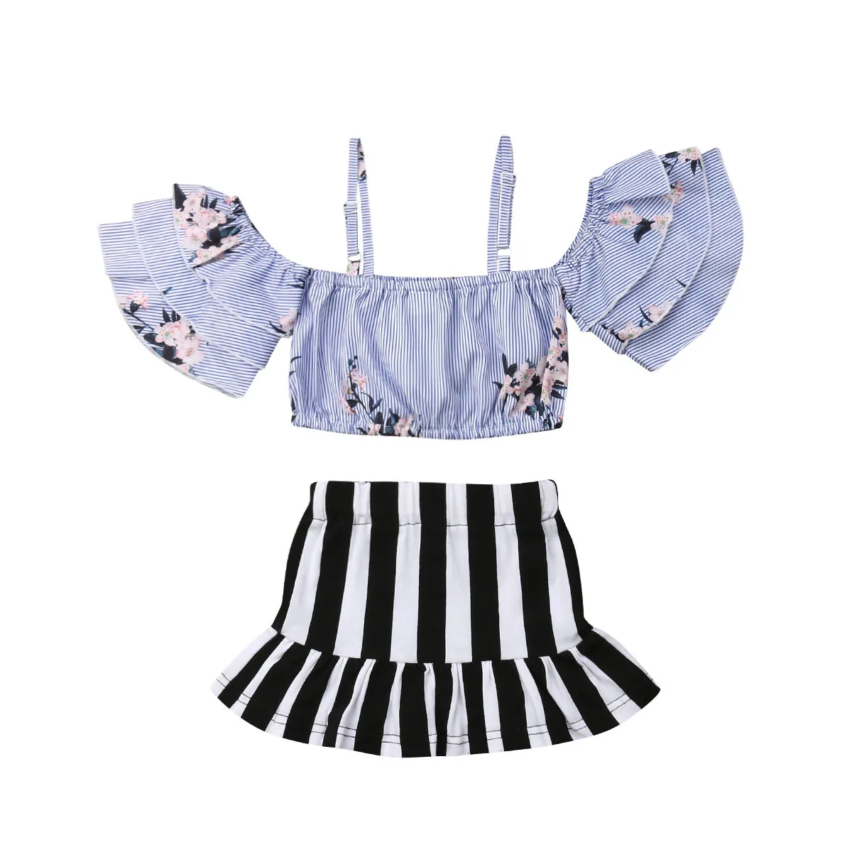 2Pcs Toddler Kid Baby Girl Off Shoulder Flower Striped Tops Flare Short Sleeve Short Shirt Skirt Summer Clothes Set 2019
2Pcs Toddler Kid Baby Girl Off Shoulder Flower Striped Tops Flare Short Sleeve Short Shirt Skirt Summer Clothes Set 2019