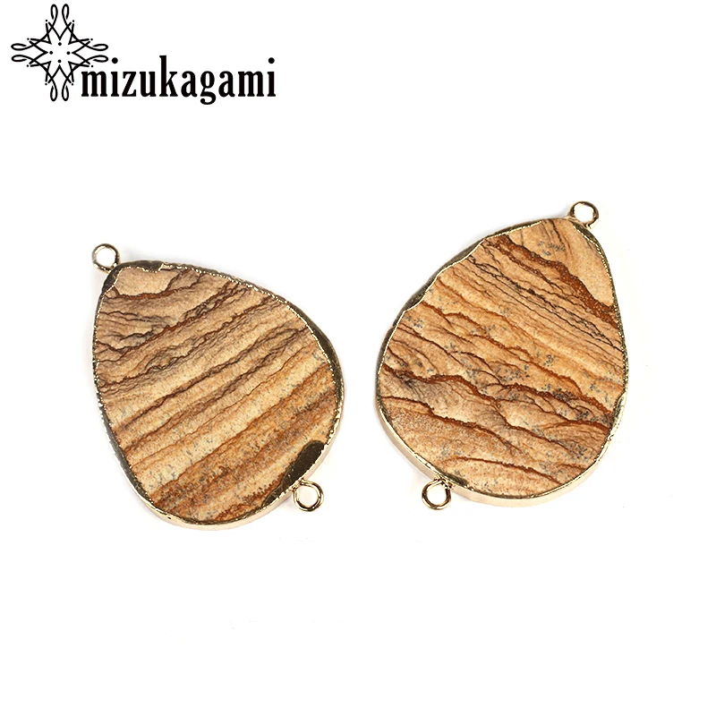 40*59mm 1pcs Natural Stone Big Tear Water Drop Double Hole Floating Charms Pendant Brown Connector For DIY Jewelry Accessories
40*59mm 1pcs Natural Stone Big Tear Water Drop Double Hole Floating Charms Pendant Brown Connector For DIY Jewelry Accessories