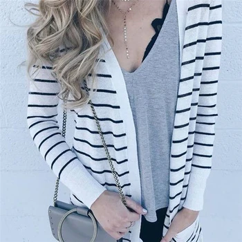 Autumn Ladies Jackets Women Striped Long Sleeve Coat Knitted Tops Lady Cardigan Top Women Coats And Jackets Pockets Outerwear
Autumn Ladies Jackets Women Striped Long Sleeve Coat Knitted Tops Lady Cardigan Top Women Coats And Jackets Pockets Outerwear