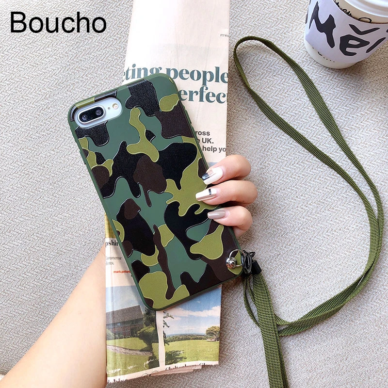 Чехлы Boucho с ремешком на шею для телефона iPhone 12 11 Pro mini XS MAX XR X 7 8 6 6S plus рельефный