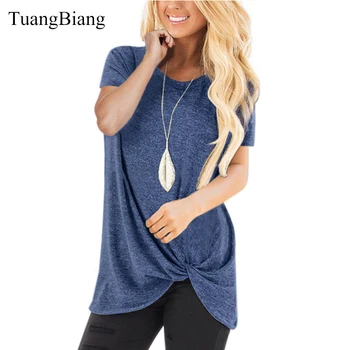 2019 Spring Summer Round Neck Pleated T Shirts Woman Short Sleeve Knot Colored cotton Tee Shirts Female Plus size New Basic Tops
2019 Spring Summer Round Neck Pleated T Shirts Woman Short Sleeve Knot Colored cotton Tee Shirts Female Plus size New Basic Tops