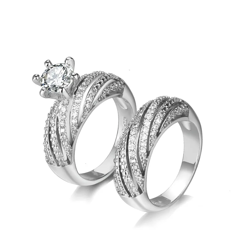 Everoyal New Fashion Silver Plated Rings For Girl Bride Wedding Jewelry Luxury Zircon Round Women Finger Accessories | Украшения и