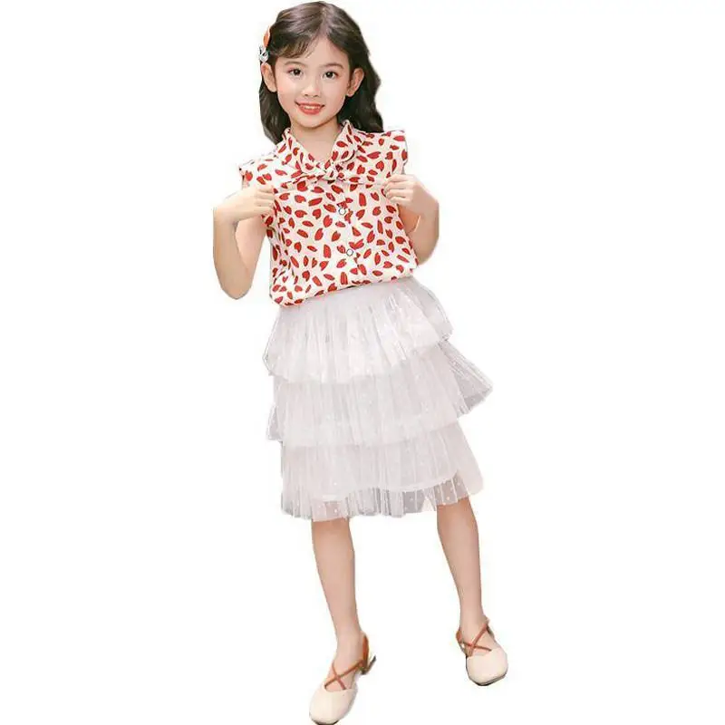 New Summer Kids Sets Teenage Girls Print Flower Sleeveless Tops+Mesh Solid Skirts Tracksuits Baby Girl Clothes 2Pcs Suits T34
New Summer Kids Sets Teenage Girls Print Flower Sleeveless Tops+Mesh Solid Skirts Tracksuits Baby Girl Clothes 2Pcs Suits T34