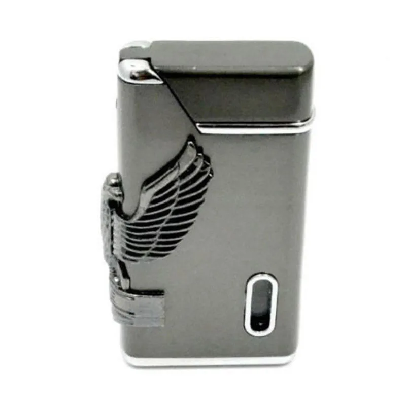 Classical Eagle ROC Wings Lighter Metal Windproof Refillable Butane Gas Jet Torch Flame Cigar Cigarette Lighter with Led Light
Classical Eagle ROC Wings Lighter Metal Windproof Refillable Butane Gas Jet Torch Flame Cigar Cigarette Lighter with Led Light